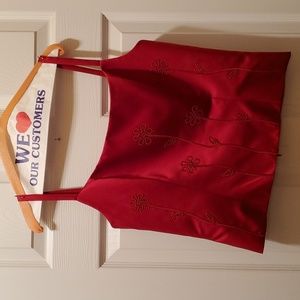 Cranberry red dress 2piece cocktail party outfit with appliques on top Size 12